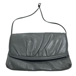 1980's Vintage gray leather Rome envelope Clutch shoulder Bag EUC